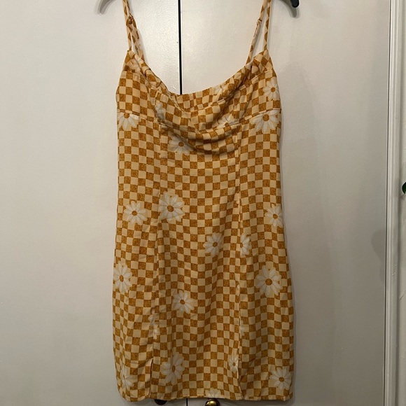 NWT Urban Outfitters Lumi Daisy Check Print Flowers Hippie Mini Dress Size S - Picture 3 of 9